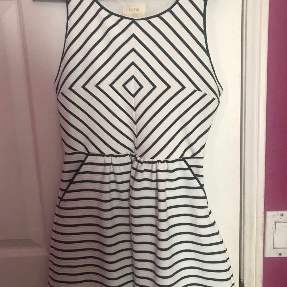 Maeve black and white geometric dress